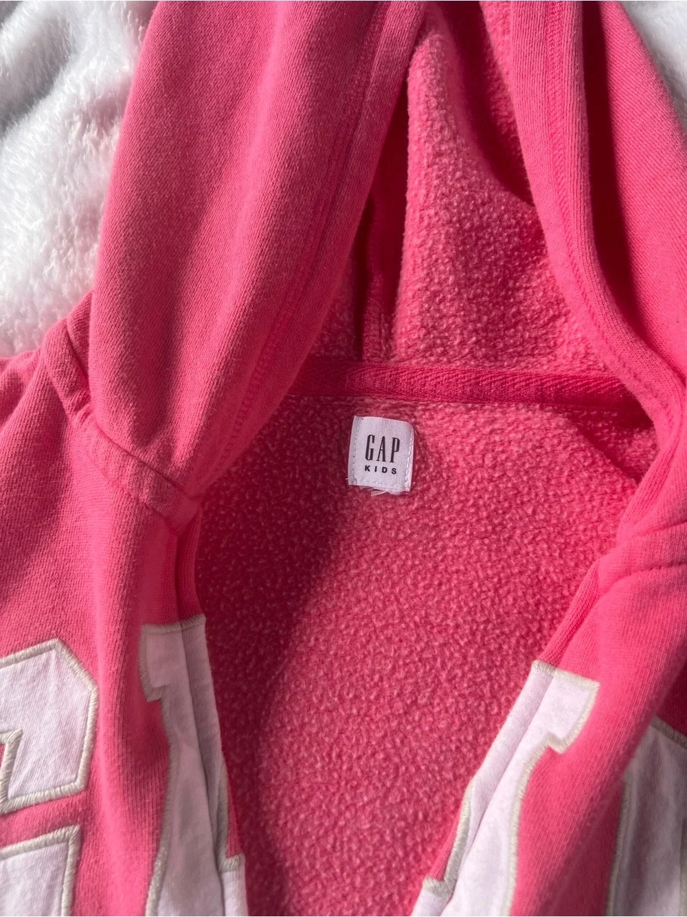 GAP Pink Hooded Zip-Up Sweatshirt with White Logo